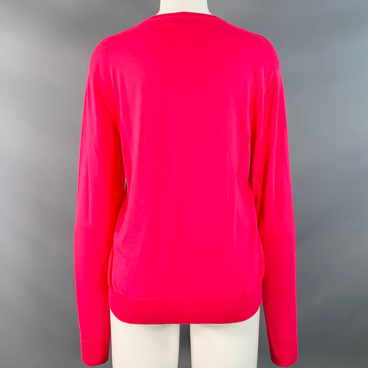 RALPH LAUREN COLLECTION Size M Fuchsia Pink Cotton Crew Neck Pullover