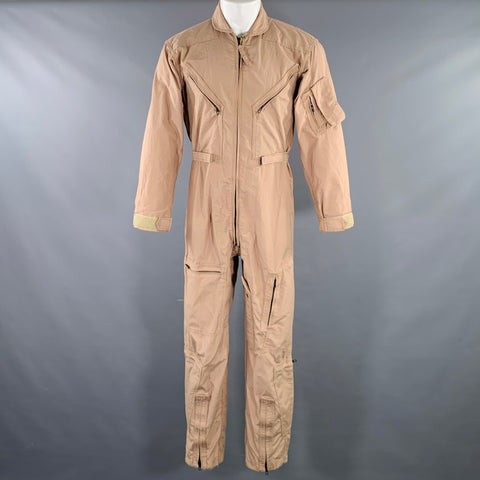 NO BRAND Size S Beige Canvas Long Sleeve Jumpsuit