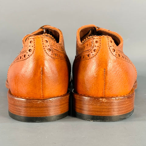PAUL SMITH Size 7.5 Orange Perforated Leather Wingtip Lace-Up Flexible Travel Shoes