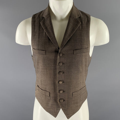 DIRTY ENGLIGH Size S Brown Tan Glen Check Wool Spandex Vest