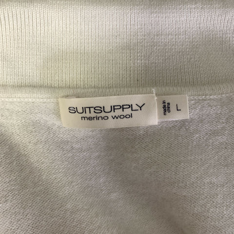 SUIT SUPPLY Size L White Cream Knit Wool Button Up Cardigan