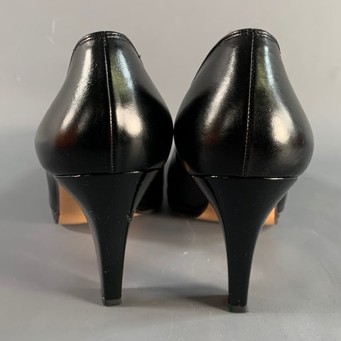 SALVATORE FERRAGAMO Size 9 Black Leather Platform Pumps