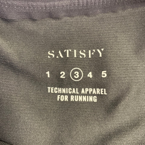 SATISFY Size M Black Graphic Crew Neck Running Pullover