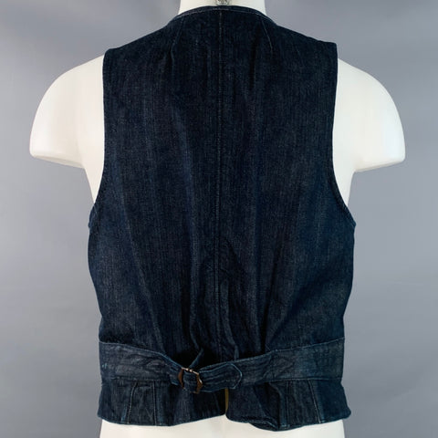 MARC JACOBS WRANGLER Size L Indigo Cotton Denim Button Up Vest