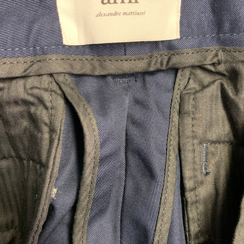 AMI by ALEXANDRE MATTIUSSI Size XL Navy Twill Cotton Flat Front Casual Pants