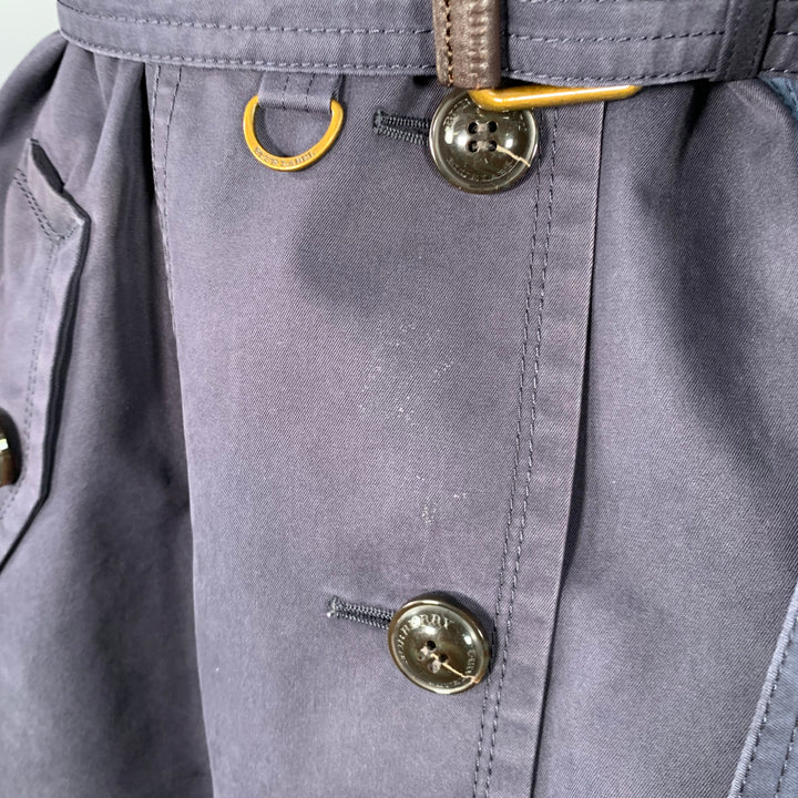BURBERRY Size 2 Navy Cotton Blend Belted Trench Coat