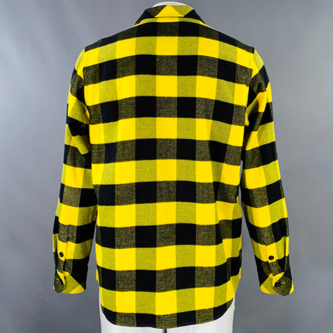 SANDRO Size XXL Yellow Black Buffalo Plaid Cotton Long Sleeve Shirt