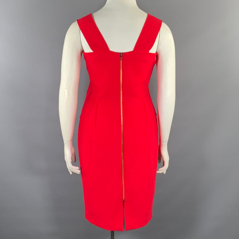 ROLAND MOURET Size L Red Sheath Knee-Length Dress