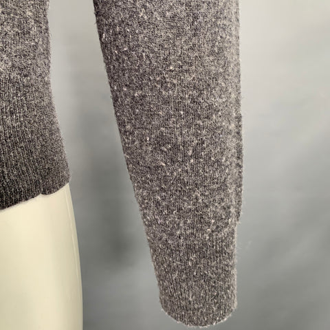 CAROLINA HERRERA Size S Grey Red Knit Wool Silk Cashmere V-Neck Sweater