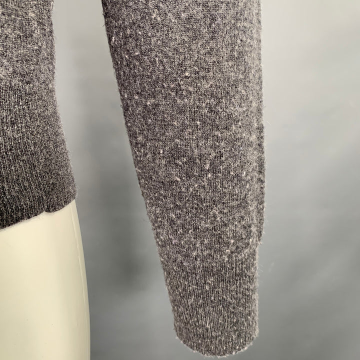 CAROLINA HERRERA Size S Grey Red Knit Wool Silk Cashmere V-Neck Sweater