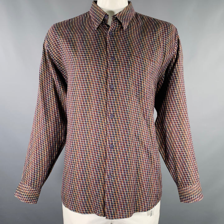 JHANE BARNES Size XXL Multi Color Checkered Cotton One pocket Long Sleeve Shirt