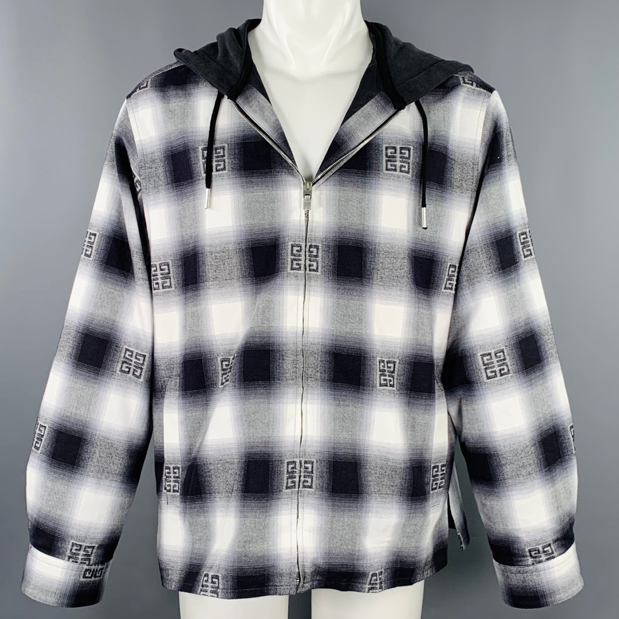 GIVENCHY Size M Black White Plaid Logo Cotton Zip Up Jacket – Sui Generis  Designer Consignment