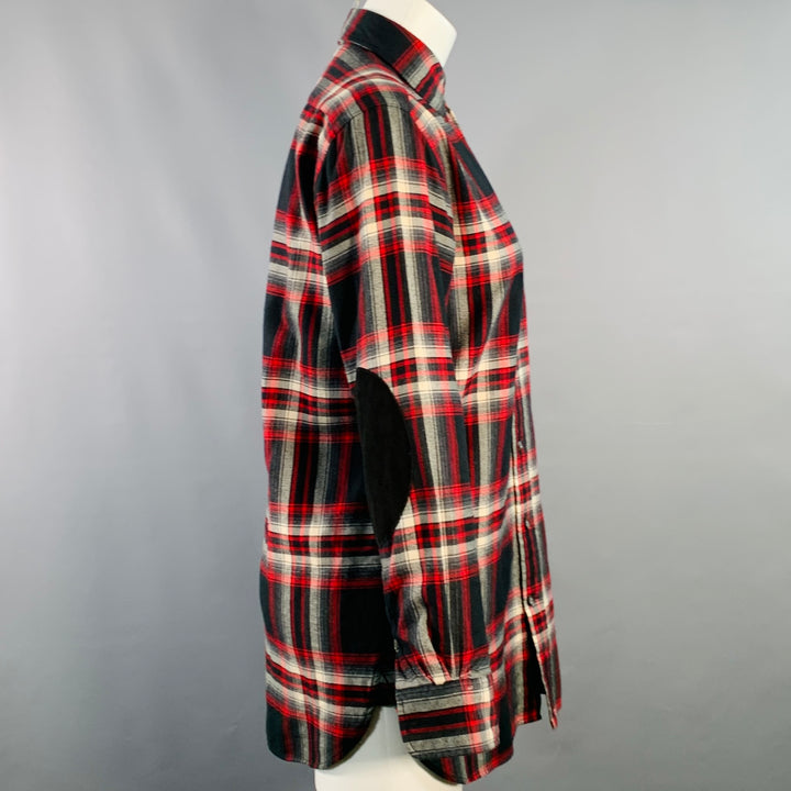 RALPH LAUREN Size XS Black Red White Cotton Plaid One Pocket Shirt