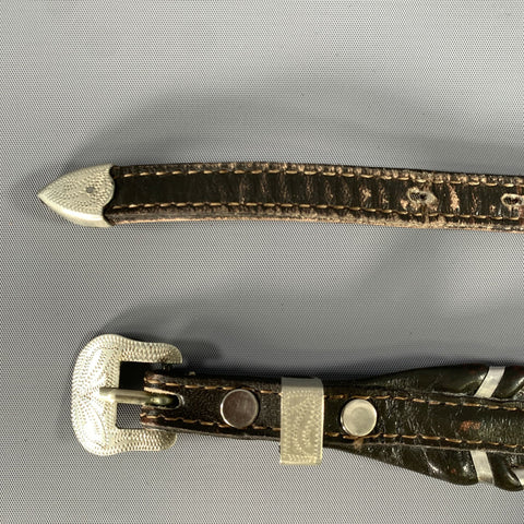 CIRCLE Y Waist Size 26 Brown Silver Leather Belt