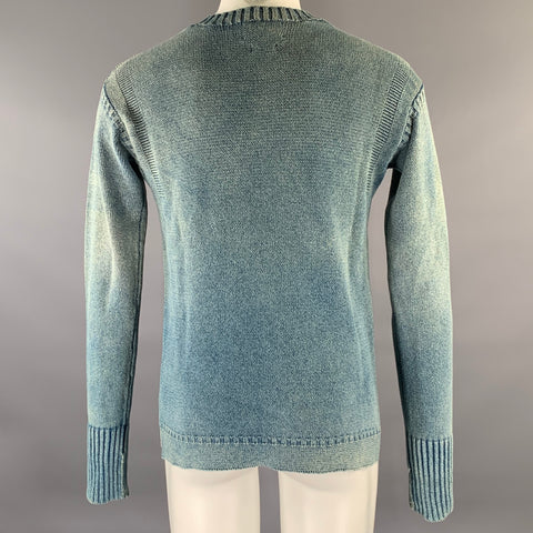 RRL by RALPH LAUREN Size S Blue Knitted Cotton Ribbed Sweater