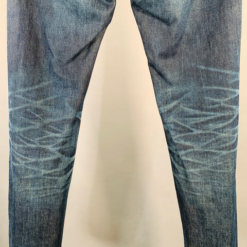 PRPS NOIR Taille 33 Jean droit en denim selvedge délavé indigo vieilli