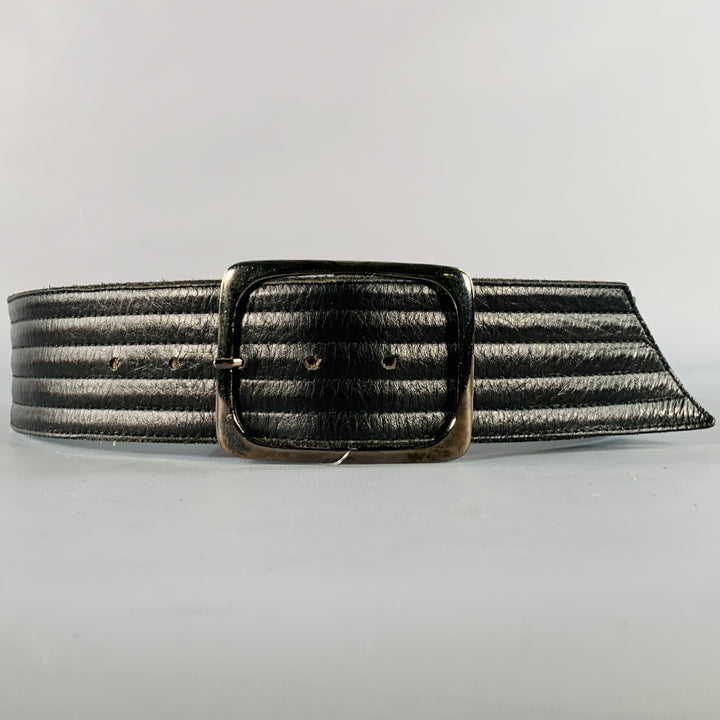 YVES SAINT LAURENT Size M Black Quilted Leather Belt