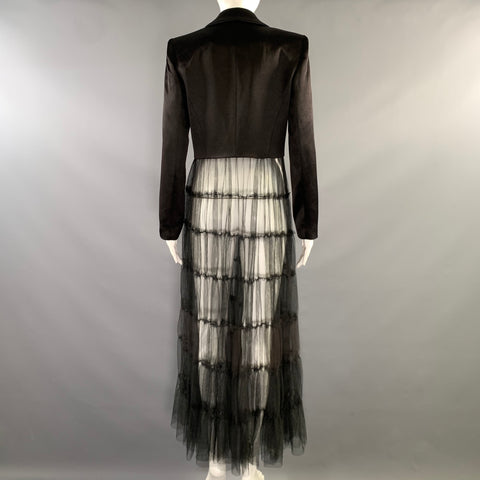ALICE + OLIVIA Size M Black Triacetate Blend Mixed Fabrics Peak Lapel Coat