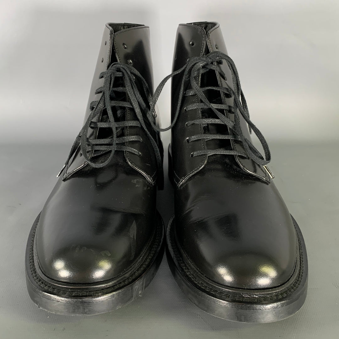 SAINT LAURENT Size 8 Black Leather Lace Up Boots