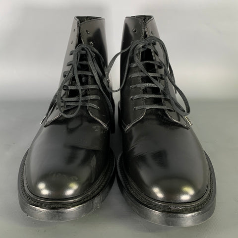 SAINT LAURENT Size 8 Black Leather Lace Up Boots