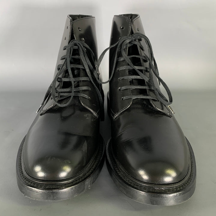 SAINT LAURENT Size 8 Black Leather Lace Up Boots
