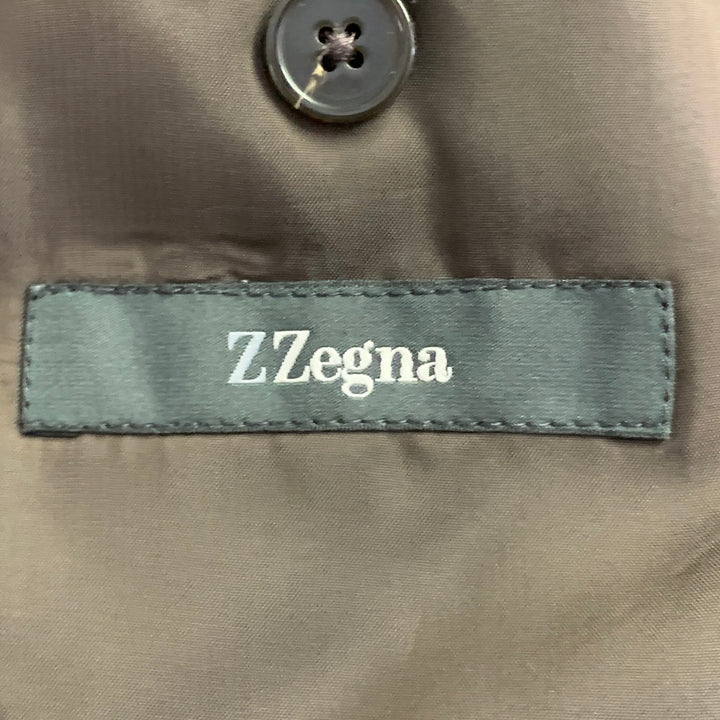 Z ZEGNA Size 38 Brown Blue Pinstripe Wool Single Breasted Notch Lapel Suit