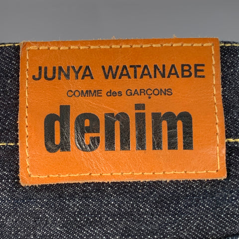 JUNYA WATANABE Size S Indigo Multi Color Patchwork Cotton Straight Distressed Jeans