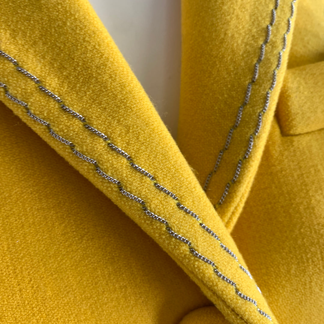 BOTTEGA VENETA Size 4 Yellow Wool Polyamide Chain Stitch Blazer
