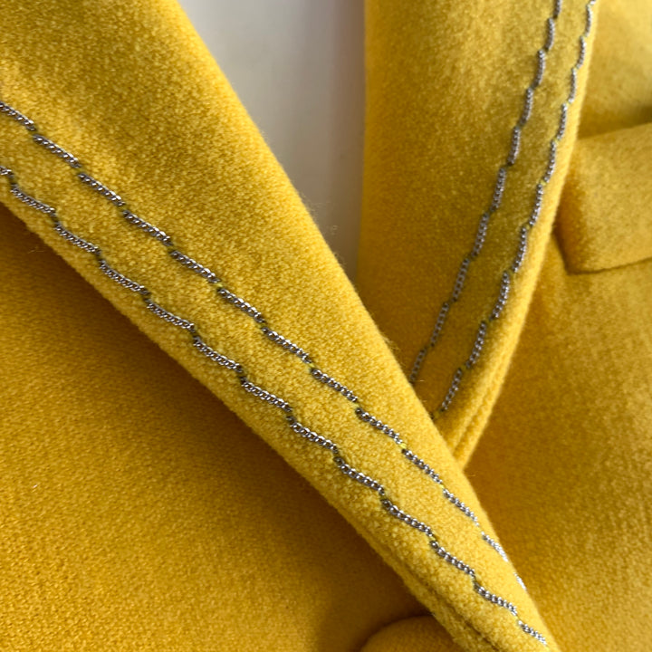 BOTTEGA VENETA Size 4 Yellow Wool Polyamide Chain Stitch Blazer