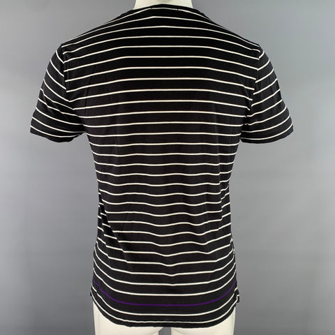 RALPH LAUREN Size M Navy White Stripe Cotton Crew-Neck T-shirt