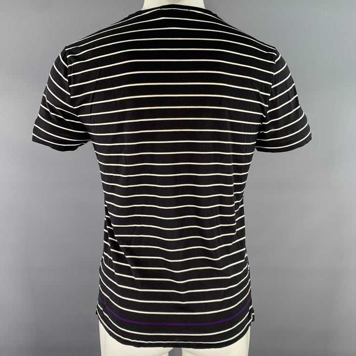 RALPH LAUREN Size M Navy White Stripe Cotton Crew-Neck T-shirt