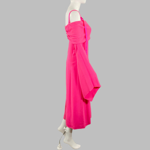 Robe épaules dénudées SIES MARJAN taille 4 en crêpe de viscose et laine rose