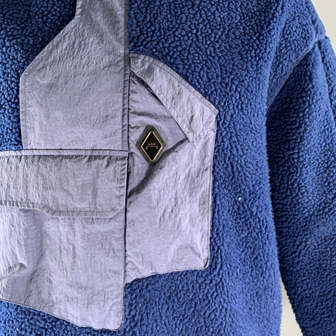 A-COLD-WALL Size L Navy Blue Textured Polyester Half Zip Sweatshirt
