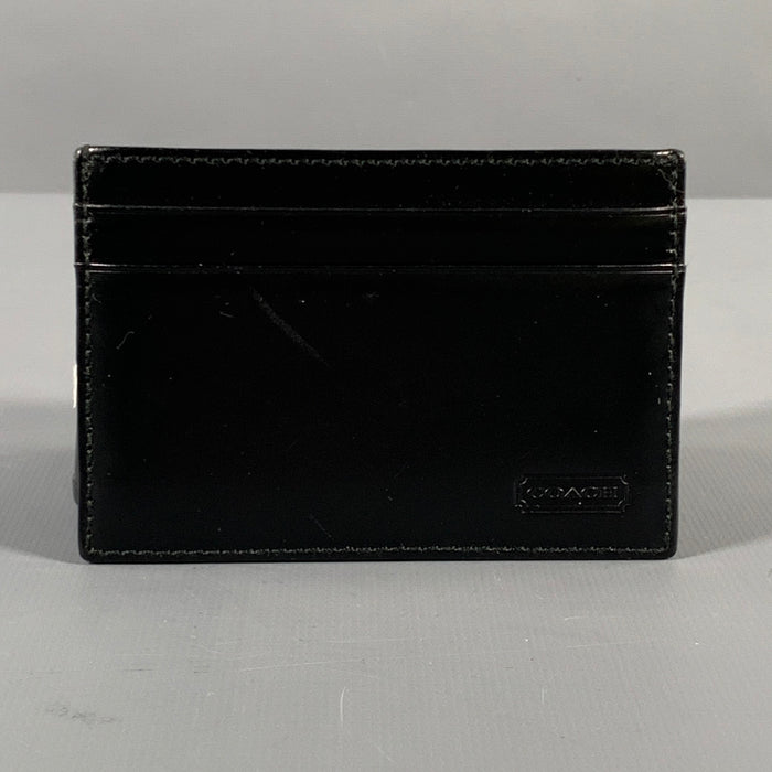 COACH Black Leather Card Case Leather Goods
