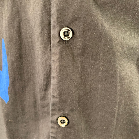 MCQ by ALEXANDER MCQUEEN Size 42 Black Blue Birds Cotton Long Sleeve Shirt