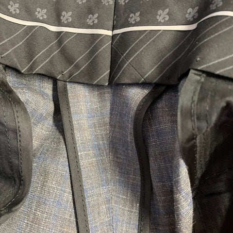 JOHN VARVATOS Size 42 Grey Blue Wool Linen Single Breasted Suit