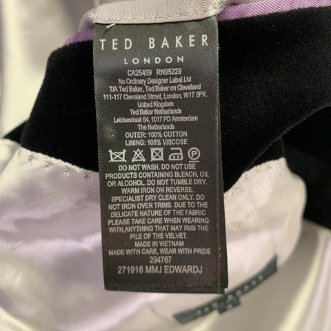 TED BAKER Size 42 Black Velvet Cotton Peak Lapel Sport Coat