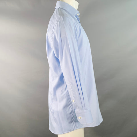 ETON Size M Blue White Checkered Cotton Curved Cutaway Long Sleeve Shirt