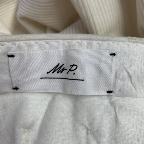 MR. PORTER Size 32 Cream Corduroy Cotton Pleated Casual Pants