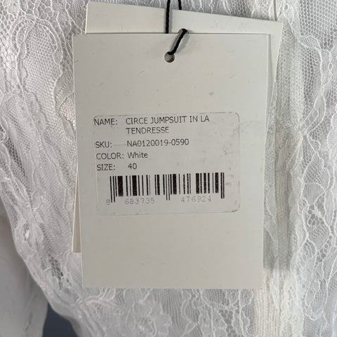 NEW ARRIVALS Size M White See Through Polyester Lace Bodysuit