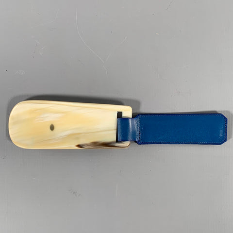 JOHN LOBB Chausse-pied en Corne et Cuir Naturel Bleu
