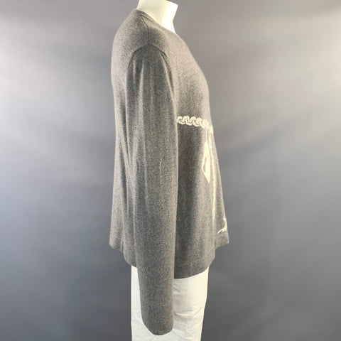 ENFANTS RICHES DEPRIMES FW2017 XL Grey White Knitted Wool Crew Neck Sweater