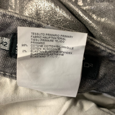 DSQUARED2 Size 6 Grey Silver Cotton Blend Low Rise Jeans