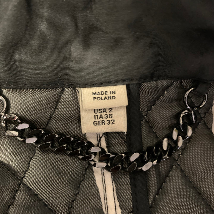 BURBERRY Size 2 Black Polyester Quilted Jacket.