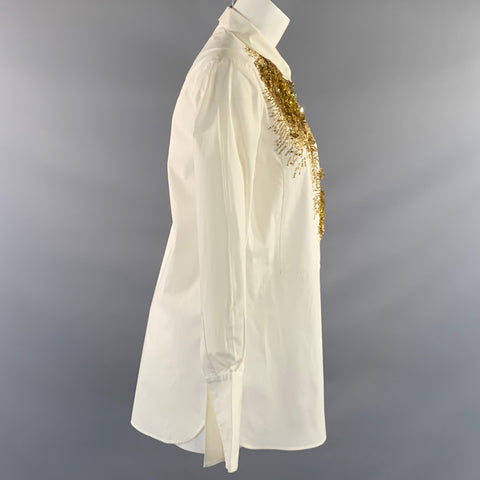 FIGUE Size S White Gold Cotton Dress Top