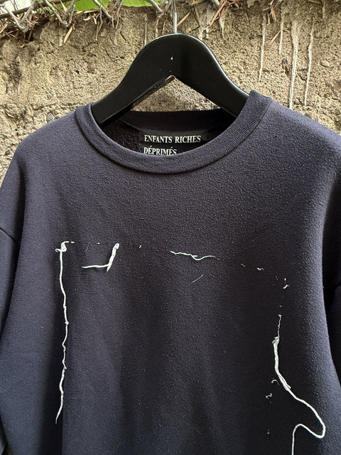ENFANTS RICHES DEPRIMES L Distressed Cotton Crew Neck Sweatshirt