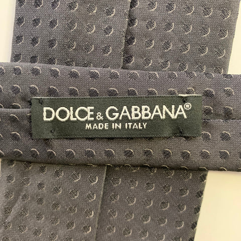 DOLCE & GABBANA  One Size Brown Polka Dot Silk Jacquard Tie