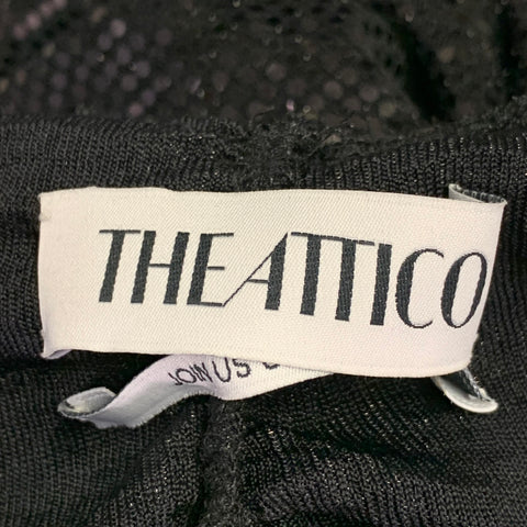 THE ATTICO Size 4 Black Nylon Blend Sequined One Shoulder Dress Top