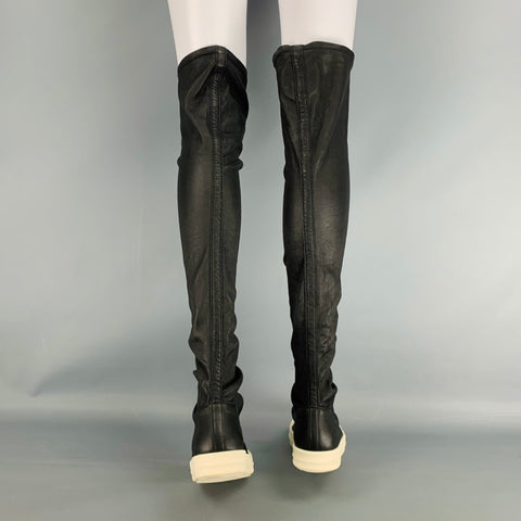 RICK OWENS Talla 6 Botas medias sin cordones de cuero blanco y negro