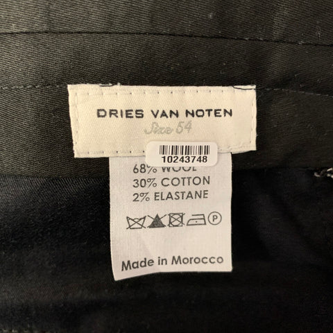 DRIES VAN NOTEN Size 44 Grey Black Heather Wool Blend Notch Lapel Suit